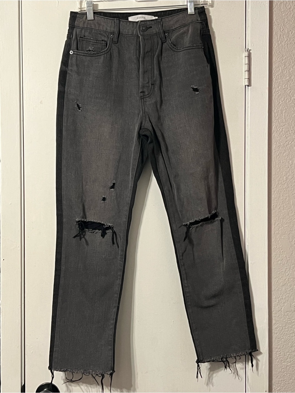Hidden Distressed Black/Tonal High Rise Jeans